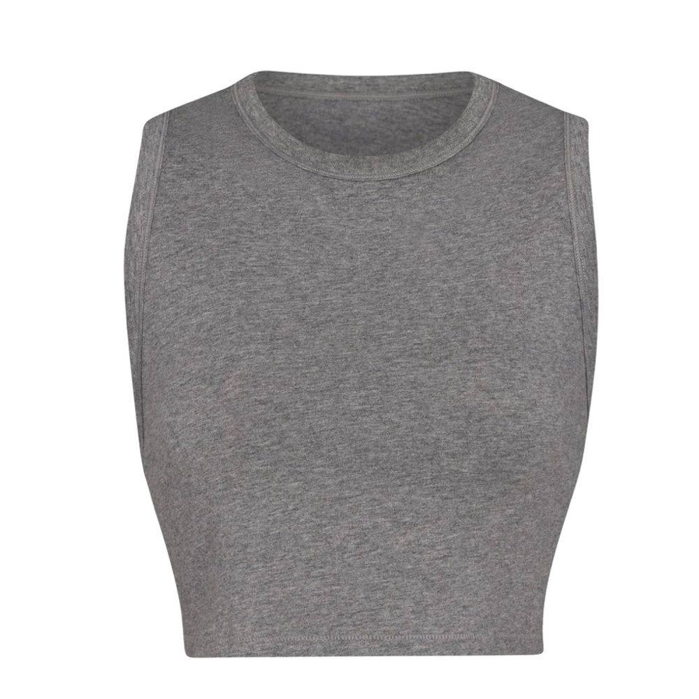 Skims Boyfriend Crop Top Dark Heather Grey